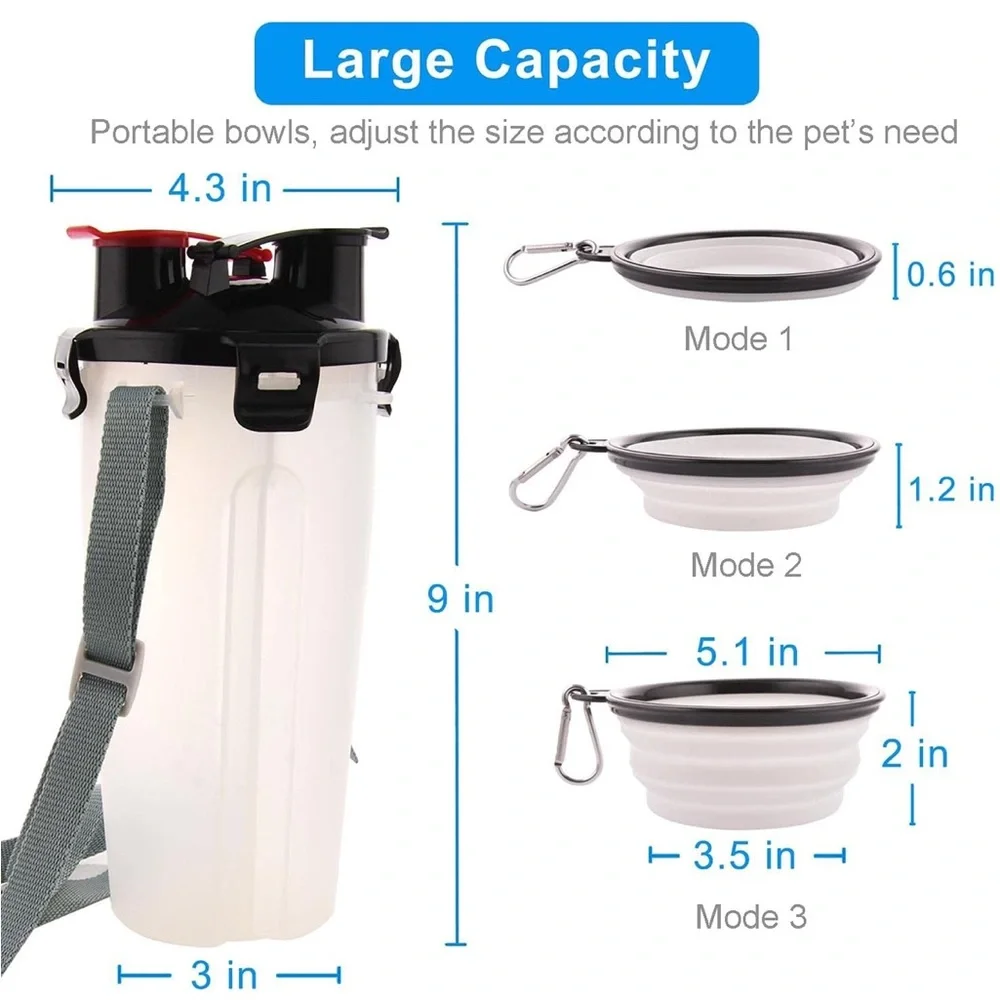 NEW in box Portable White and Black Pet Water Bottle with Collapsible Bowl